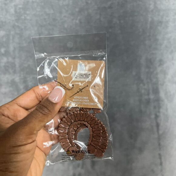 Squash Blossom Dangle Earrings Bronze/White, NWT - Picture 4 of 6